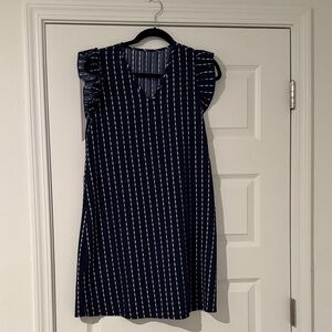 Navy Striped Sleeveless Dress